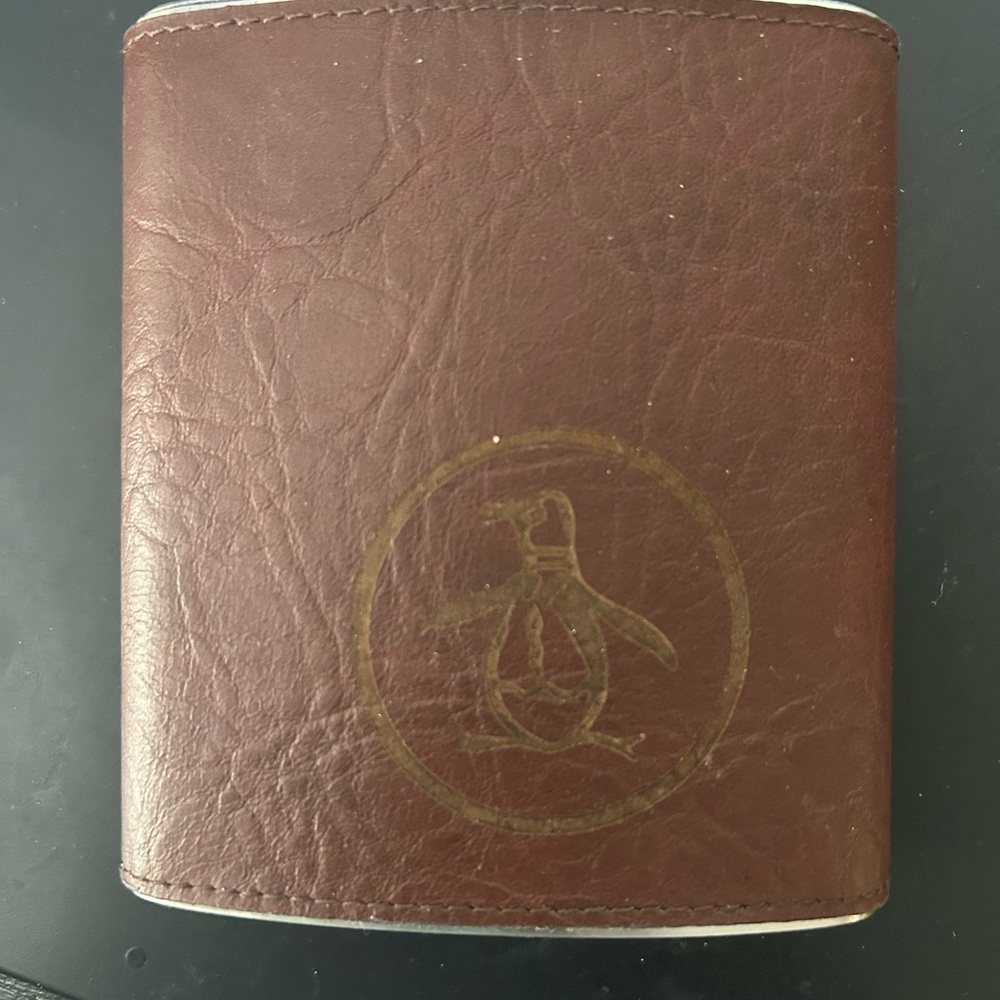 Original Penguin Brown Leather Flask - New and Unused